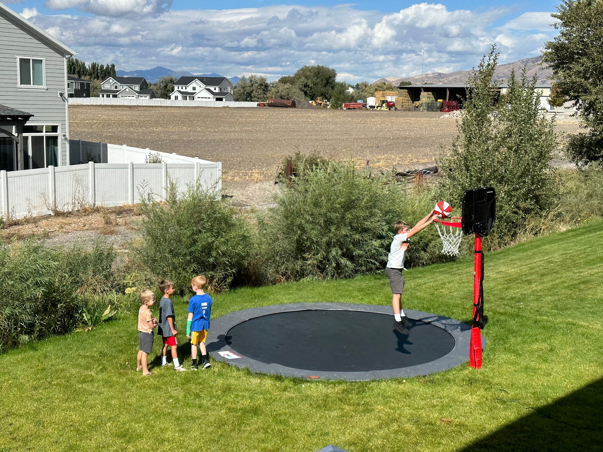 In-Ground Trampoline Basketball Hoop