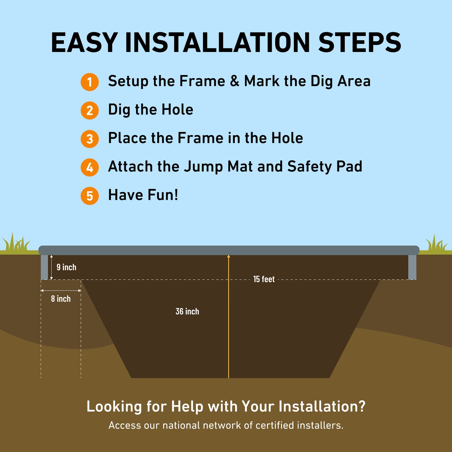 15x15' Square Pro-Line MAX Avyna In-Ground Trampoline