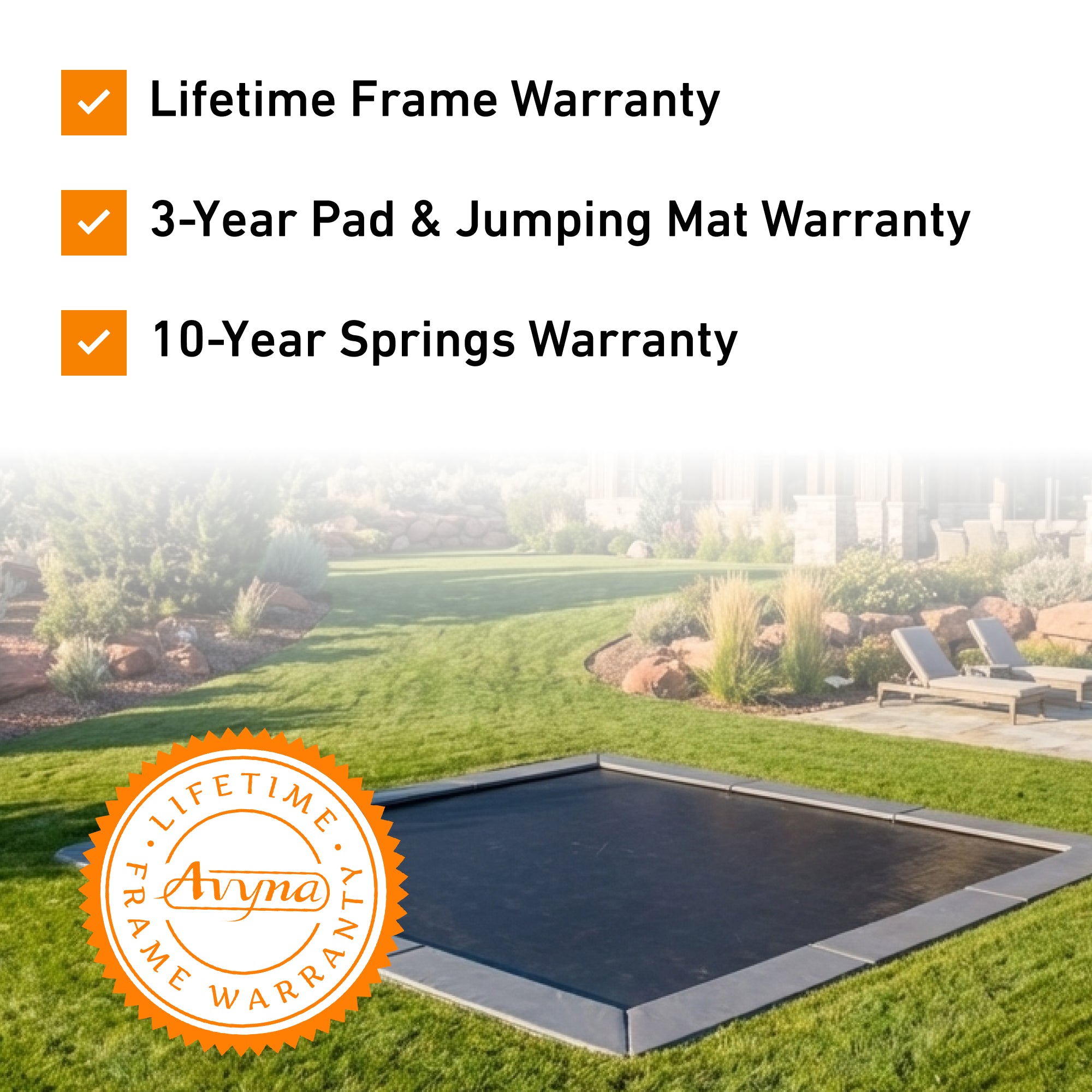 15x15' Square In-Ground Trampoline | Avyna Pro-Line MAX