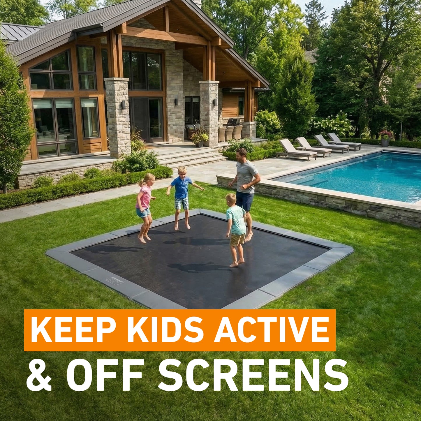 15x15' Square Pro-Line MAX Avyna In-Ground Trampoline